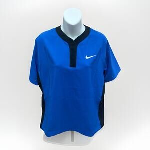 Nike Womens Softball Windshirt Royal Blue Short Sleeve Pullover Size M NWT